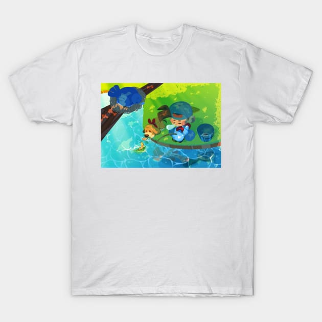 Harvest Moon Fishing T-Shirt by oletarts